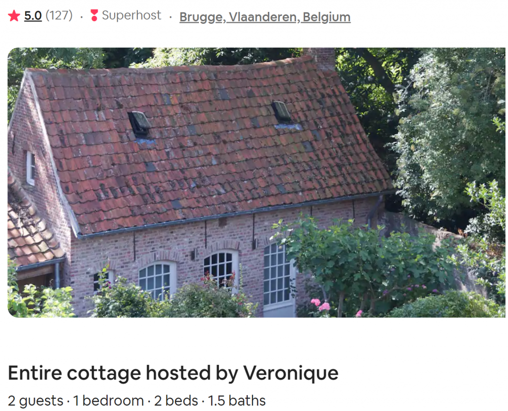 cottage airbnb in Bruges Belgium