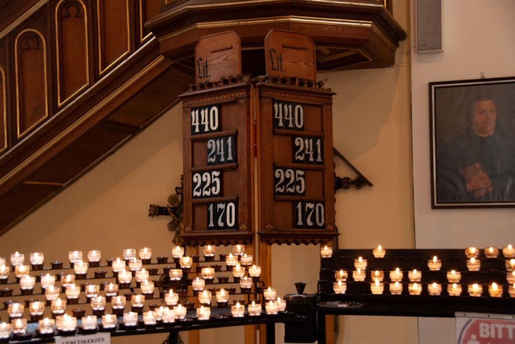 inside the Protestant Evangelische Pfarrkirche Hallstatt