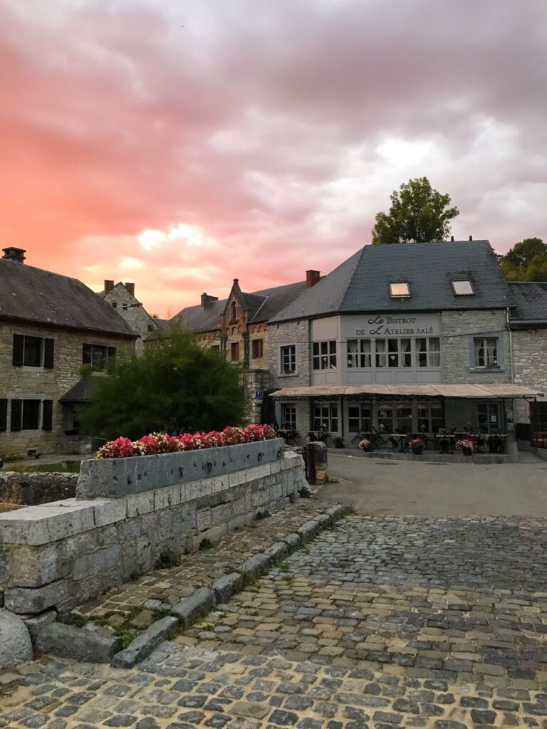 sunset at the village of celles houyet Belgium