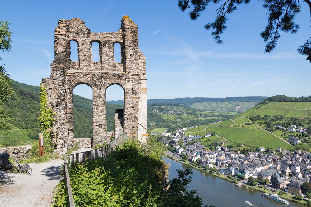 Ruins of Grevenburg in Traben Trarbach on the Mosel river