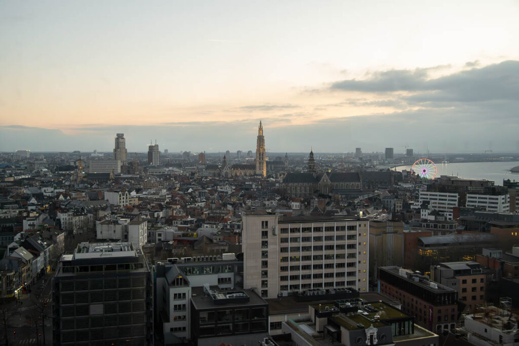View of the city Antwerp from the MAS