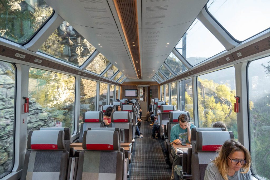 first class on the Glacier Express from Zermatt to Chur